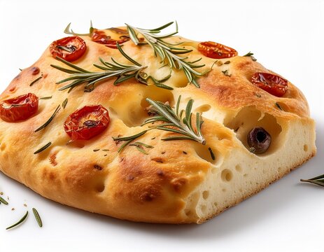 focaccia bread isolated on a white background
