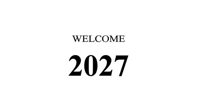 Minimalist typography transition animation from 2026 to 2027