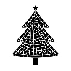 Fototapeta premium Black Mosaic Christmas Tree Vector Icon