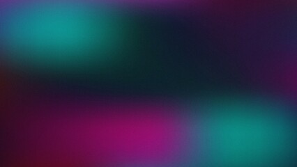 Fototapeta premium Abstract dark neon gradient background with a heavy grainy texture, featuring vibrant teal and purple light glows for a moody, cinematic, and modern digital design project.