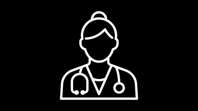 Doctor outline icon nodding animation, transparent background