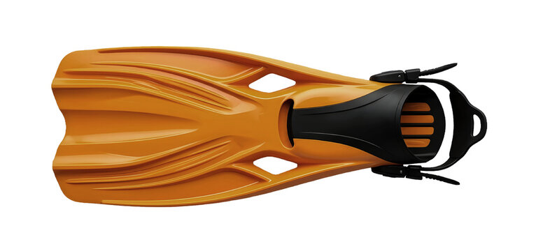 Detail close up of modern yellow and black scuba diving fin flipper