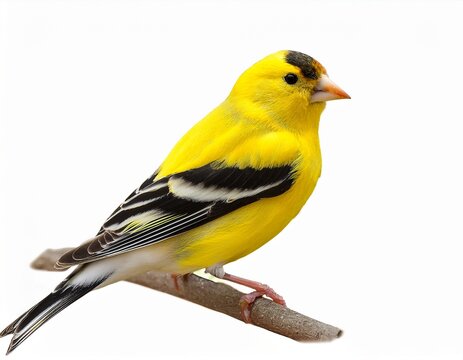 american goldfinch spinus tristis yellow bird isolated on a white background