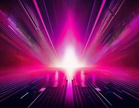 high contrast magenta flare with pixel sorting and heavy scanline distortion over a dark shadowed base pairs with nightclub event flyer and trippy electronic music album cover aesthetic