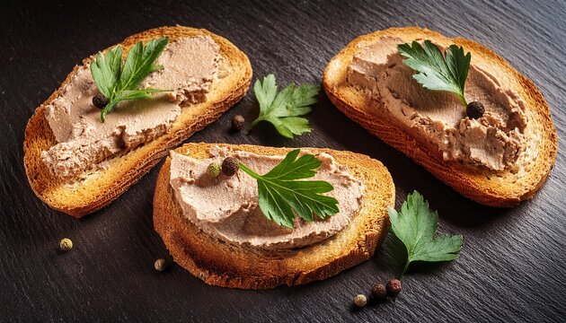 open sandwiches with pate specialty made from pork and turkey liver