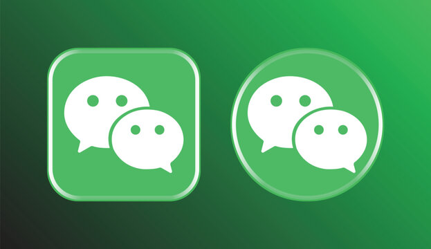 WeChat Logo in Liquid Glass Style with Square and Circle Variants, Editorial Use Only