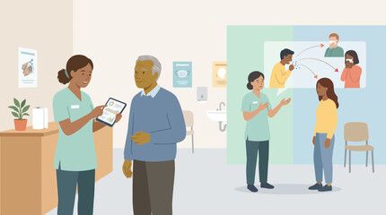 Obraz premium Healthcare professionals advising patients on health and hygiene