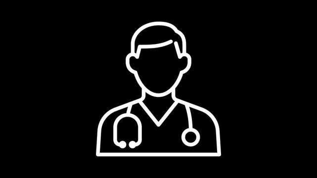 Doctor icon jump animation, toggling between outline and solid style, transparent background