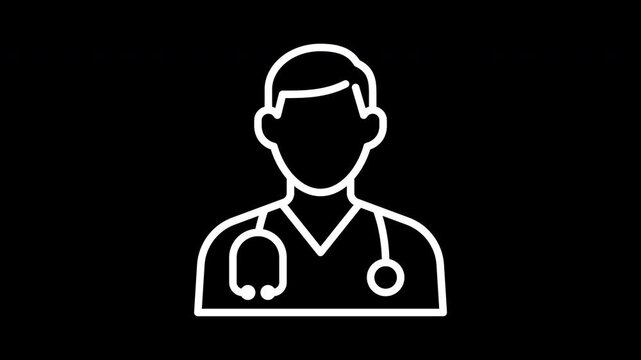 Doctor outline icon jump animation, transparent background