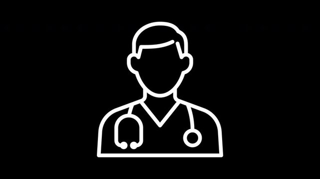 Doctor outline icon nodding animation, transparent background
