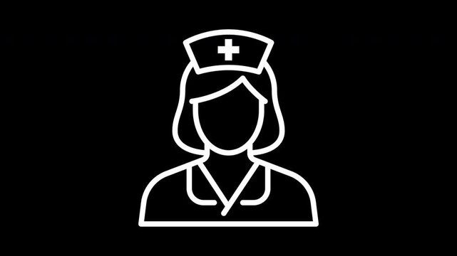 Nurse outline icon jump animation, transparent background