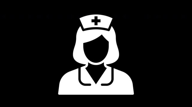 Nurse solid icon nodding animation, transparent background