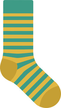 Colorful striped cotton sock vector illustration for fashion apparel catalog cozy winter hosiery and footwear design element