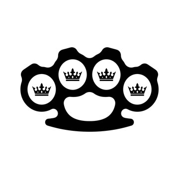 Brass knuckles icon with decorative crowns.