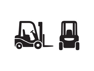 Forklift Silhouettes Black Flat Icons On White Background © Naimteelab