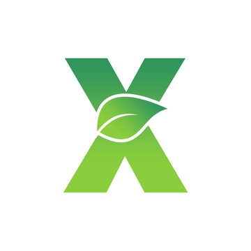 Green Letter X Leaf Logo Design