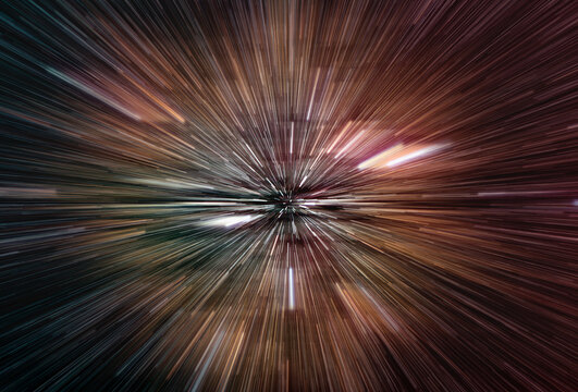 Abstract flight in space hyper jump illustration 