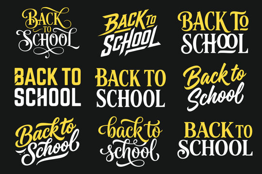 Vector Set of back to school elements, Back to school typography template, School event typography bundle illustration, Typography t-shirt, B2S.
