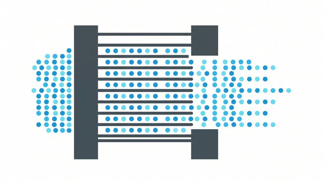High voltage particle accelerator icon. Scientific energy emitter grid vector illustration.