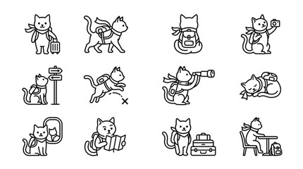 Playful cartoon cats in various fun poses and activities.