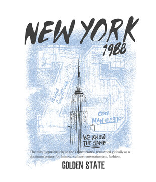Vintage Grunge Background with NYC City slogan artwork. hand drawing New York city typography design for poster, sticker, apparel and others.