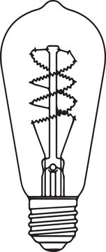 Vintage Edison Light Bulb Outline | Filament Vector Icon PNG