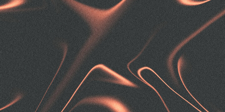 Abstract flowing orange lines on dark grainy background with soft diffusion and smooth curves for graphic design