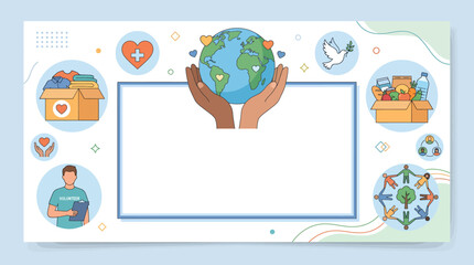 Fototapeta premium Global Charity and Community Volunteerism Vector Banner