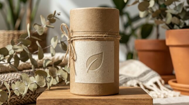 Innovative eco friendly packaging mockup set in a creative studio atmosphere