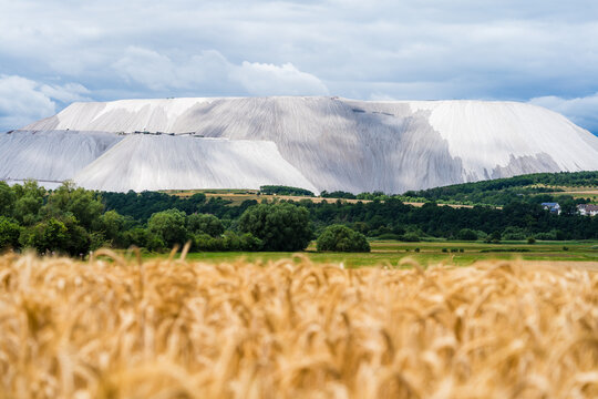 Monte Kali Near Heringen with Golden Grain Field in Summer Landscape