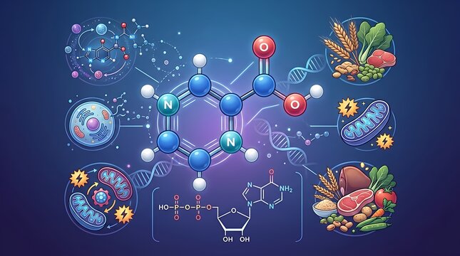 Vitamin B3 structural compound representation scientific illustration component  nicotinamide niacinamide molecular chemical formula structure chemical formula science medical biology