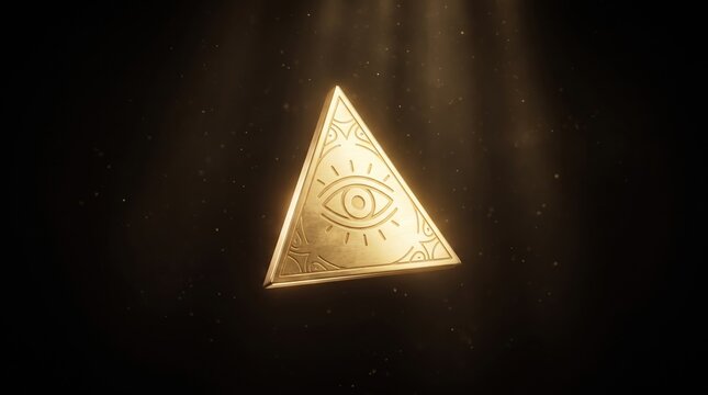 Golden Eye of Providence Pyramid Symbol on Dark Background