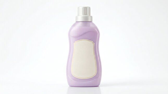 Purple Fabric Softener Bottle Mockup with Blank Label Isolated on White Background