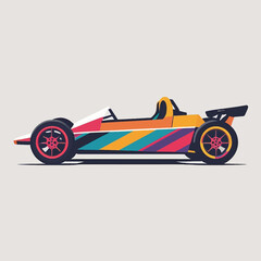 Fototapeta premium Colorful Formula 1 Race Car Illustration with Abstract Stripes.