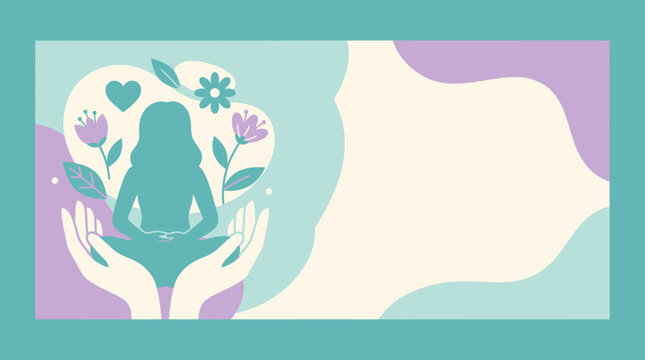 Mental Health and Wellness Meditation Vector Banner with Copy Space