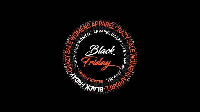 black friday crazy sale circular typhography animations