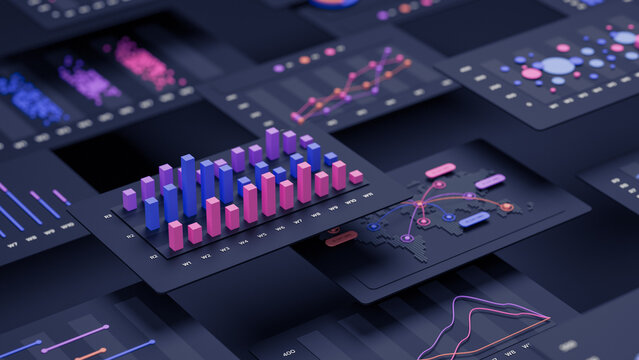 Financial data document graph chart report statistic marketing research development planning management strategy analysis accounting. Financial business technology concept. 3d rendering.
