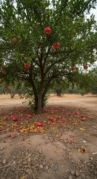 Pomegranate Tree Laden with Fruit.