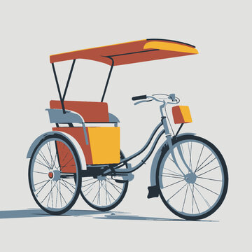 Colorful Tricycle Rickshaw Vehicle with Canopy for Passenger Transport.
