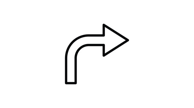 Right angle arrow turn silhouette on a white background