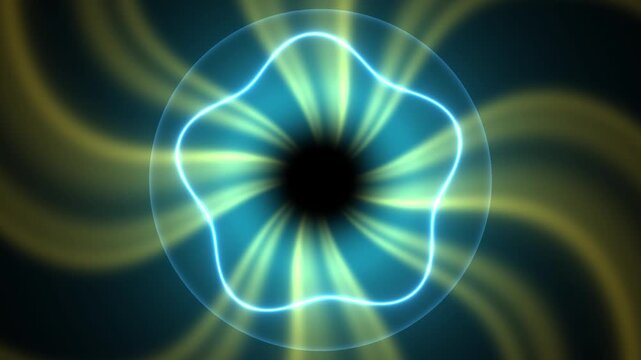 Abstract glowing energy vortex with radiating light streaks forming a star shape within a swirling nebulous field, creating a cosmic and mystical visual representation of power and movement