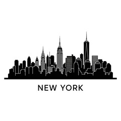 Obraz premium New York City Skyline Silhouette - Black and White Vector Illustration