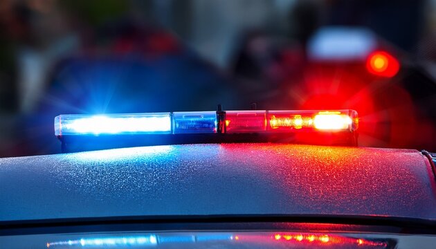 closeup photo of police lights shining red and blue during patrol