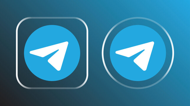 Telegram Logo in Liquid Glass Style with Square and Circle Variants, Editorial Use Only