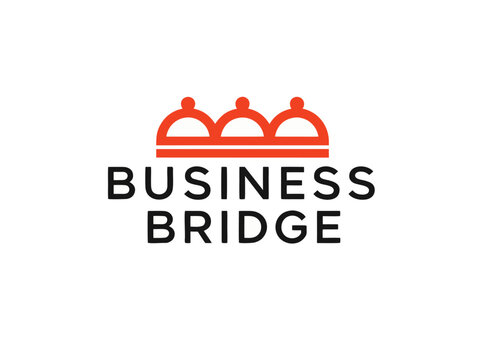 Business Bridge Logo with Three Connected Arches &ndash; Partnership and Corporate Connection Symbol.