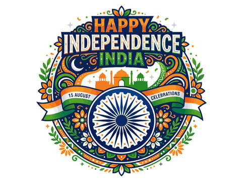 Happy Independence India 15 August Celebrations Emblem
