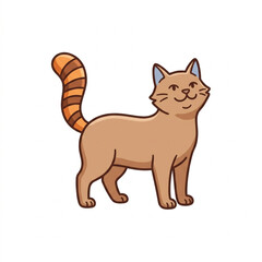Fototapeta premium Illustration of a smiling orange tabby cat with striped tail.
