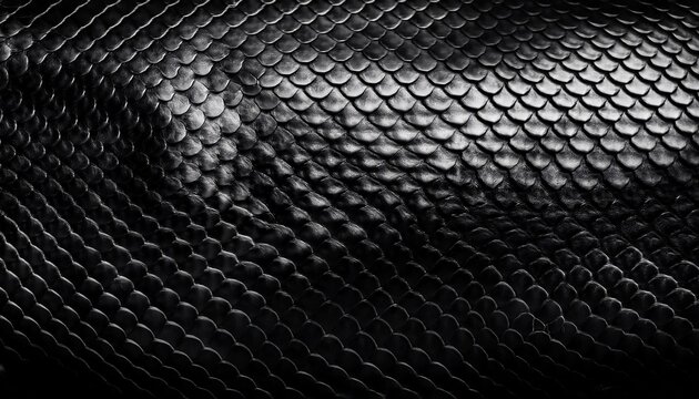 black mamba snake skin texture with detailed scales and ample copyspace for text in a dramatic black and white presentation