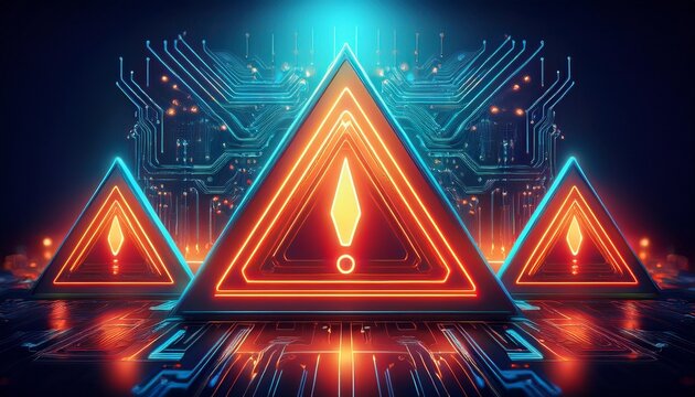 system warning alert triangle marked as critical to highlight failures identify issues report anomalies and escalate urgent notifications
