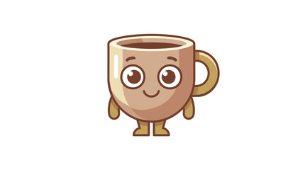 Cute cartoon coffee cup character with big eyes.